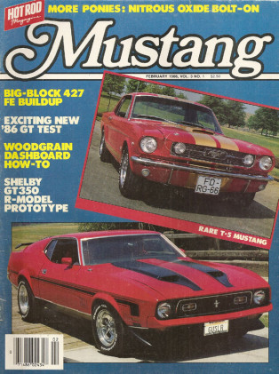 MUSTANG by HOT ROD 1986 02 V 3, #1 - GT350R-#03, AFX, WOODGRAIN DASH, 427 FE*